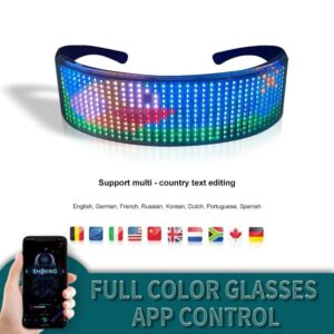 PGS LED Shining Smart Glasses APP Programmable Rechargeable Wireless Blue tooth Multi Color Led Dynamic glasses for Party